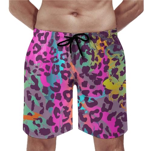 Swim trunk avec poches et motif léopard pour homme actif en taille S