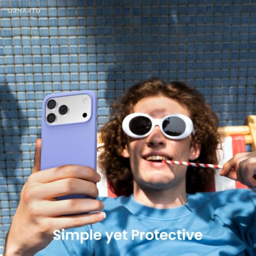 Image of ORNARTO Compatible with iPhone 17 Pro Max Case 6.9 inch, Slim Liquid Silicone 3 Layers Soft Gel Rubber Shockproof Protective Cover with Anti-Scratch Microfiber Lining-Ice Blue