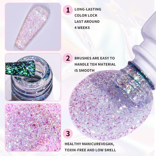 Set 9 esmaltes gel con brillo y top coat 7ML c/u miniatura 3