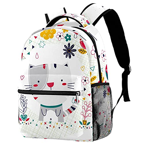Sac à dos d'école mignon léger motif végétal pour garçon et fille