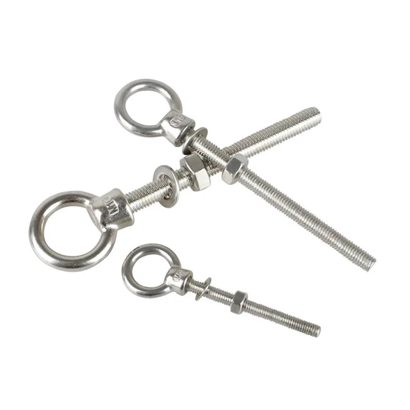 Perno de argolla de elevación de hombro largo con tuerca y anillo: acero inoxidable 316, opciones M6 M8 M10 M12 disponibles(M8X80mm-5 Pieces)