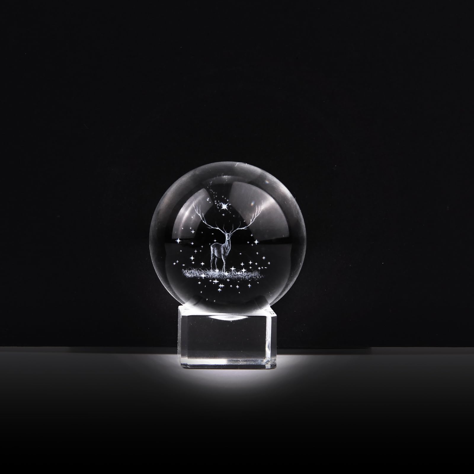YQ YUE QIN 3D Elk Crystal Ball Crystal Ball with Free Clear Stand