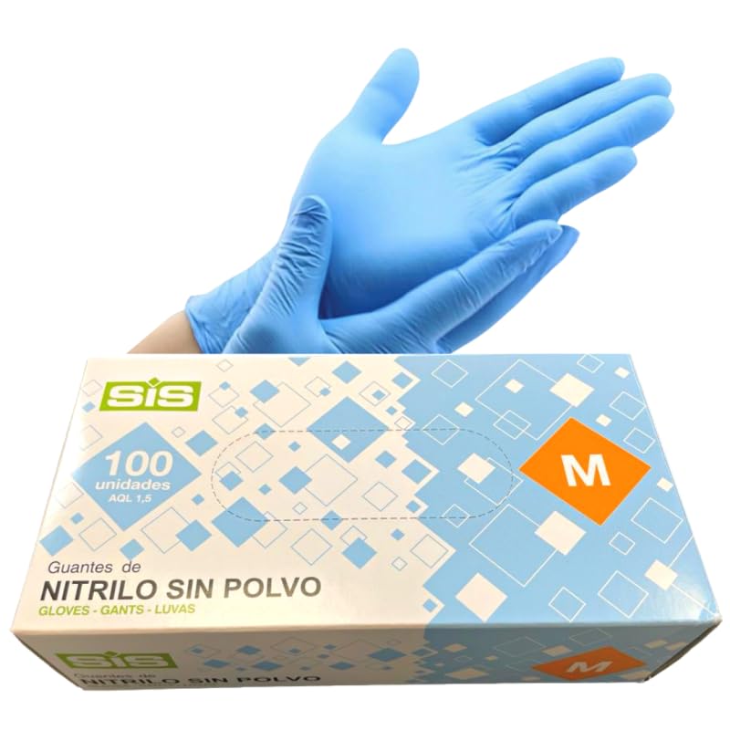 Guanti Nitrile senza polvere - Spedizione 24h - Monouso resistente senza polvere dispositivo medico ipoallergenico senza lattice | Medici chef, estetiste, tatuatori, uso alimentare (1000, S)