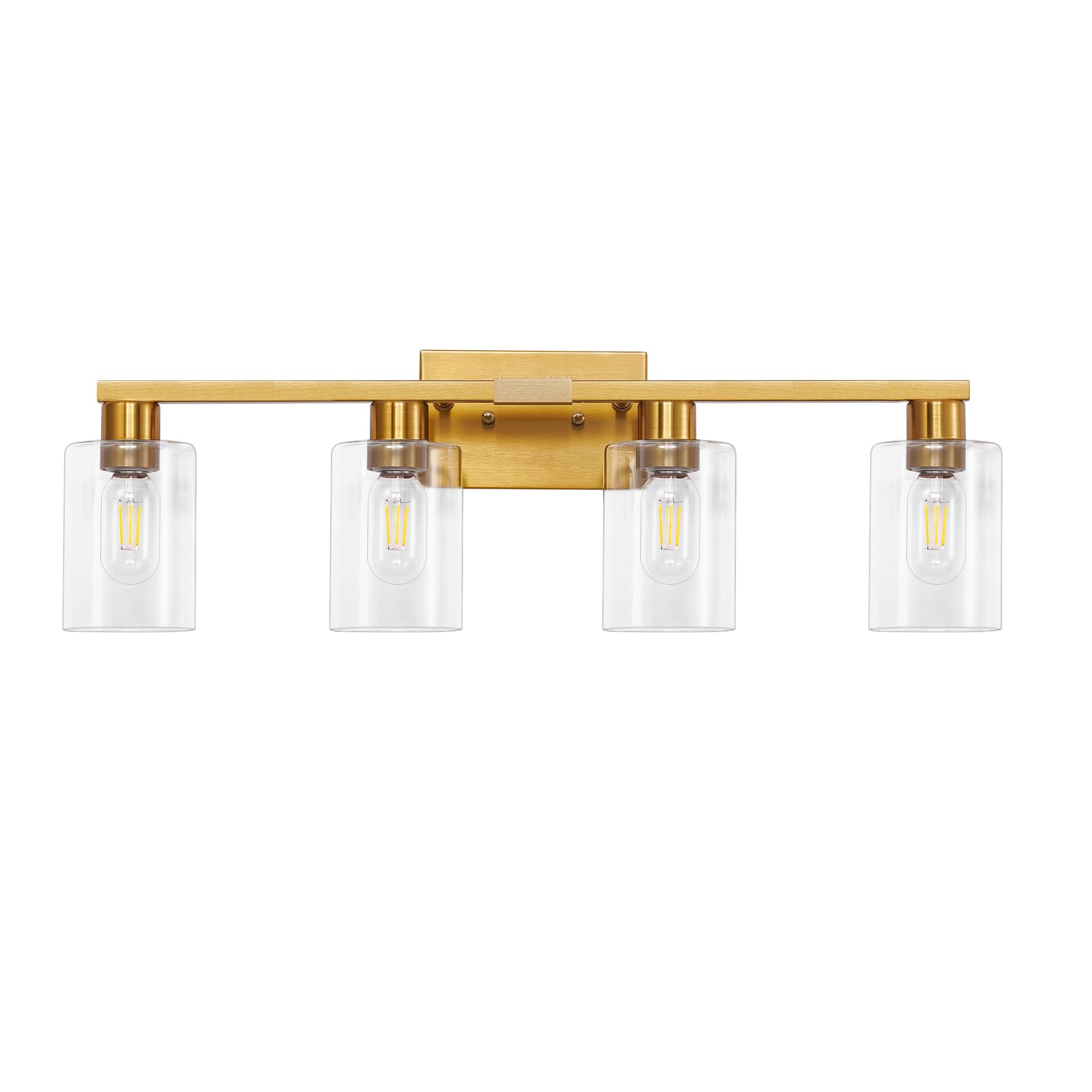 SOPEAS Brushed Gold Bathroom Light fixtures, Gold Vanity Light with Clear Glass Shades,Living Room Bedroom Hallway,Bathroom Lights Fixtures Over Mirror