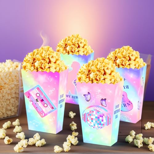 Image of 12 PCS Singer Theme Popcorn Boxes Party Party Favor Bags Singer Theme Birthday Party Supplies Gift Bags Kids Candy Treat Bag for Birthday Wedding Bridal Shower
