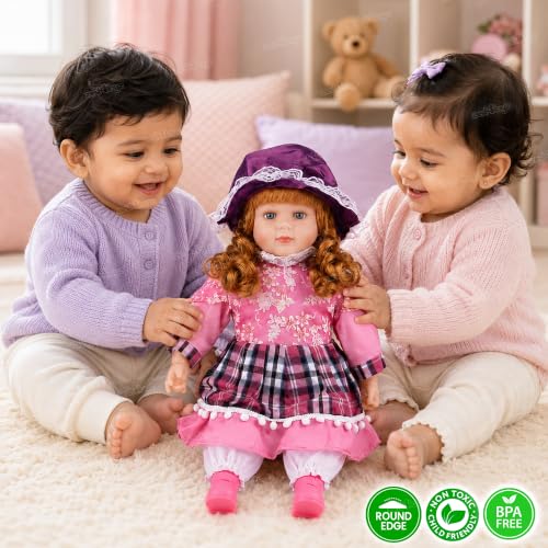 Image of Zest 4 Toyz Musical Doll Singing Rhyming Soft Stuffed Push Touch Sensors Doll Toy for Baby Girl - Pink
