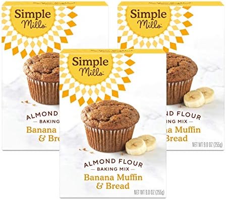 Simple Mills Almond Flour Baking Mix, Banana Muffin & Bread Mix - Gluten Free, Plant Based, Paleo Friendly, 9 Ounce (Pack of 3)