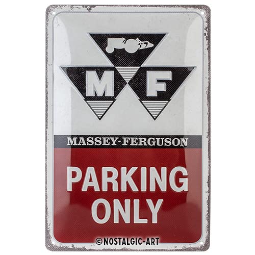 Nostalgic-Art Retro Tin Sign, 20 x 30 cm, Massey Ferguson - Parking Only - Gift Idea for Tractor Fans, Original Licensed Product (OLP), Made of Metal, Vintage Design, Tin Signs Sayings