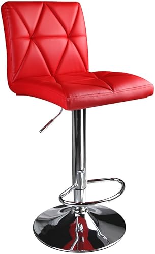 Miniatura 3 de Taburete para barra ajustable hidráulica Leader Accessories con respaldo cuadrado con líneas diagonales (2 unidades), Rojo