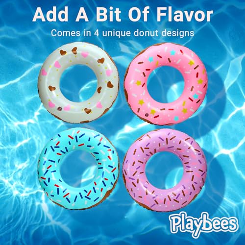 Playbees Sprinkle Donut Pool Floats - 4 Pack - 20 Inch - Inflatable Floaties For Kids - Fun Summer Water Toy For Pool Parties And Decorations thumb #4