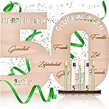 FREUDE SCHENKEN: Die Holzzahl ist eine der persönlichsten Geschenkideen, um Geldgeschenke zum 50 Geburtstag Frauen oder 50 Geburtstag Männer stilvoll zu verpacken.