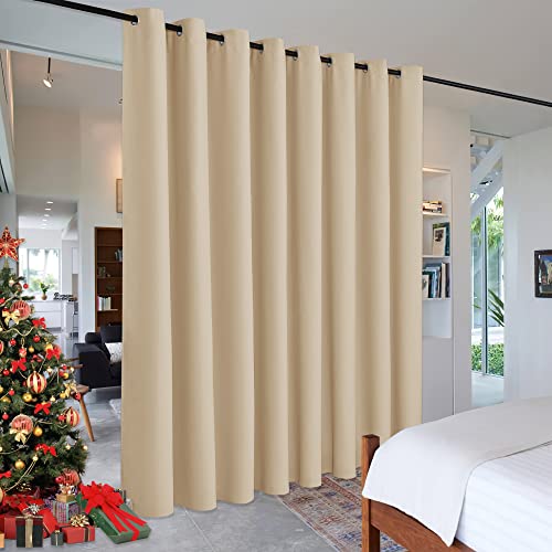 Image of RYB HOME Extra Wide Curtains for Divider Room Separation Soundproof Temporary Door Curtains for Bedroom Closet Office Theatre Garage Living Room Privacy Drop Cloth, W 180 x L 84 inches, Cream Beige
