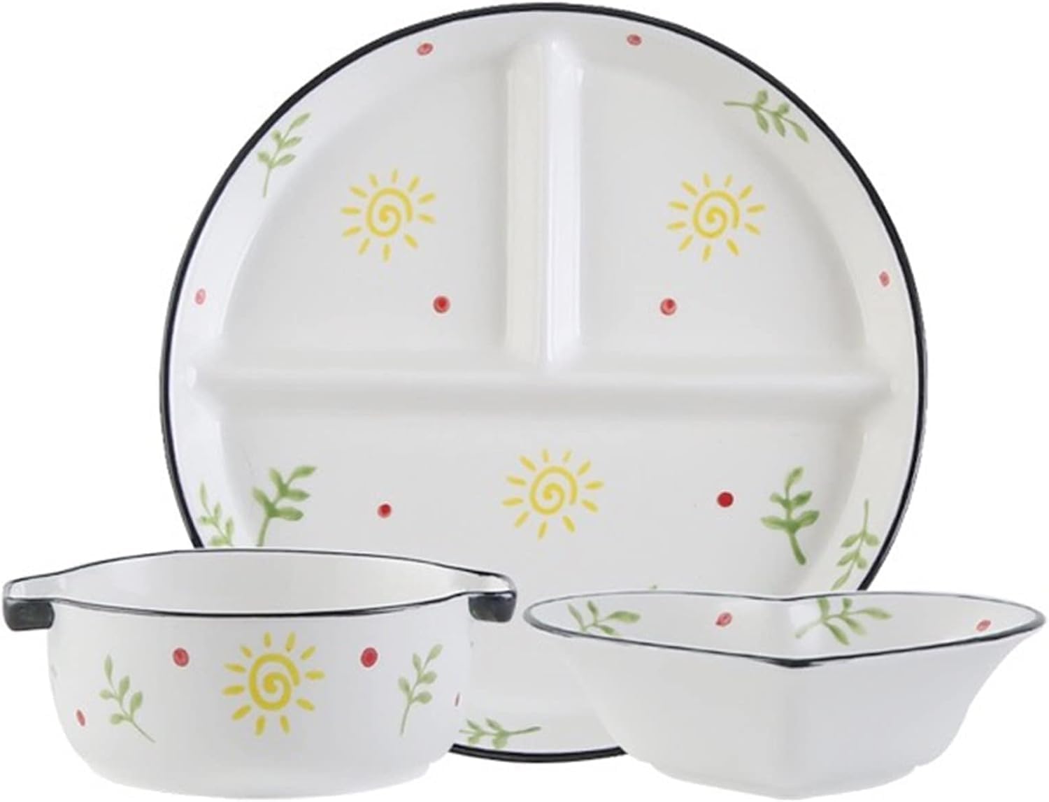 Ensemble de couverts pour 1 personne et assiettes bariatriques avec bols de soupe divisés