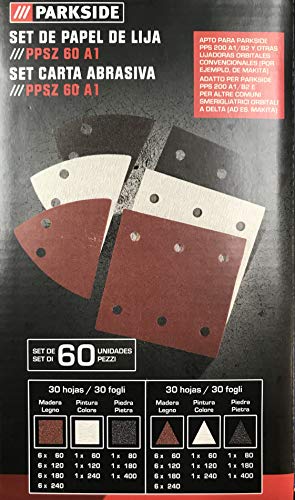 60 PAPEL DE LIJA PPSZ60A1 PARKSIDE PARA LIJADORA PPS200A1 / B2 ORBITAL...