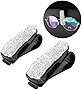 Moly Magnolia 2 PCS Glasses Holders for Car Sun Visor, Fashion Bling Crystal Rhinestones Car Eyeglasses Sunglasses Hanger Mount with Ticket Card Clip for Women Girls (Silver)