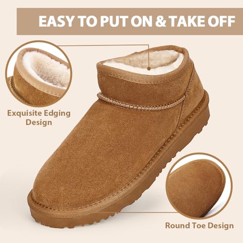 Asaint Platform Mini Boots, Platform Snow Fur Winter Boots for Women, Genuine Suede Leather Project Cloud Womens Snow Boots3