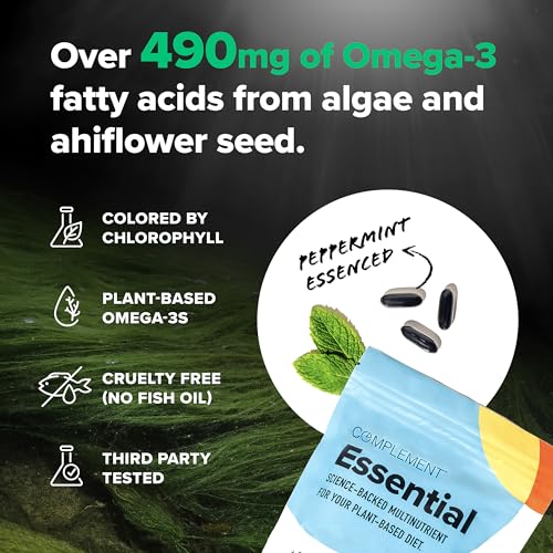 Complement CPLUS 1 Month Supply Vegan Multivitamins For Women & Men (90 Capsules) Omega 3 Dha+Epa, Vitamin B12, Vitamin D3 K2, Zinc, Selenium, Magnesium, Iodine Supplement- Made In Usa thumb #3