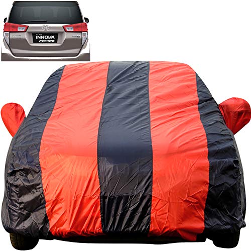 Image of Autofact Car Body Cover for Toyota Innova Crysta (Mirror Pocket, Premium Fabric, Triple Stiched, Fully Elastic, Red /Blue Color)