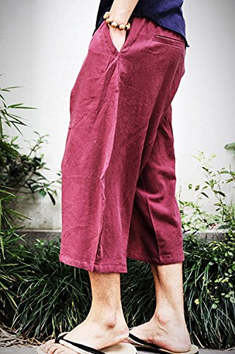 Men’s Summer Loose Baggy Linen Harem Capri Pants with Pockets2