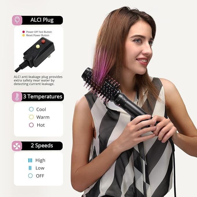 7-in-1 Hot Air Styler and Hair Dryer Brush with Auto-Wrap Curlers