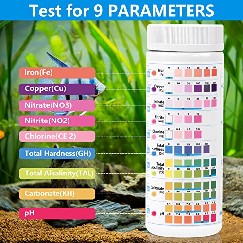 9 in 1 Aquarium Test StripsPond Fish Tank Water Test Kit Monitor Ph
