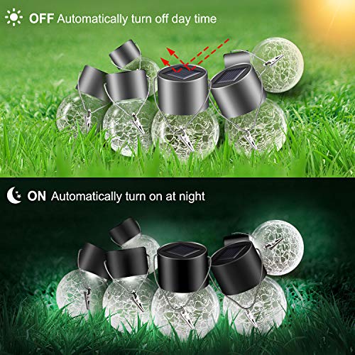 Partphoner 12 Pack Hanging Solar Lights Outdoor, Waterproof Solar Globe Lantern With Handle And Clip, Decorative Cracked Glass Ball Lights For Christmas Decor, Tree, Yard, Garden, Patio (Cold White) #TOP3