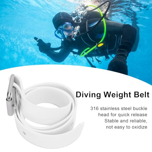 SASKATE Diving Weight Belt, Adjustable Silicone Freediving Weight Belt with Quick Release Buckle, for Diving Spearfishing (White) - Thumbnail 3