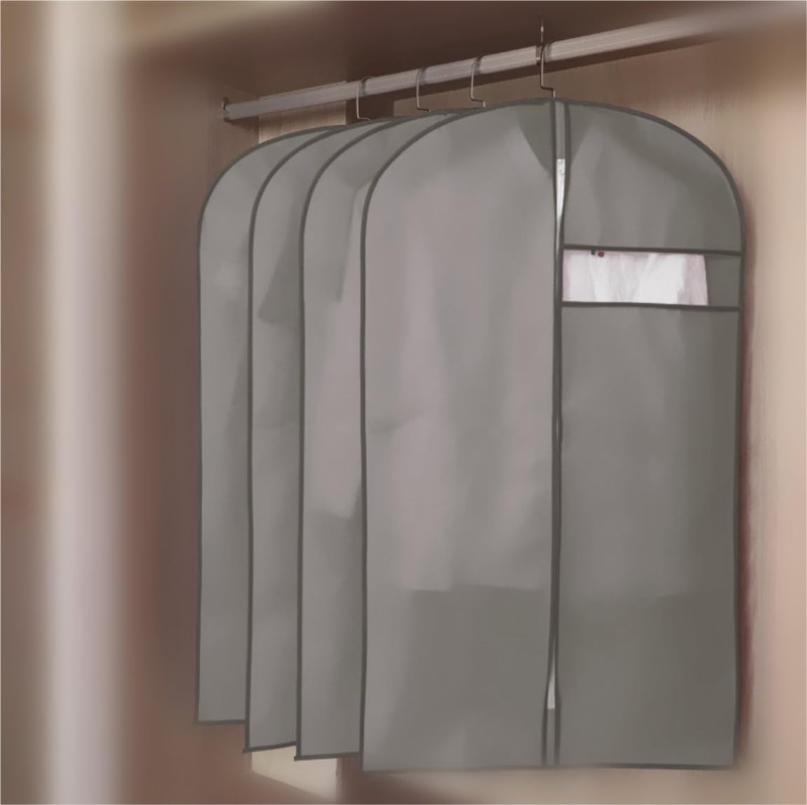 Busta Abiti Borsa per Abiti da 4 Pezzi con per Finestra Trasparente per Viaggi E Vestiti Appesi per Riporre, Costumi, Giacche Copri(Pink,60 * 90cm)