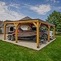 Backyard Discovery Kingsport 20 ft. x 20 ft. All Cedar Wooden Carport Gazebo with Hard Top Steel Roof