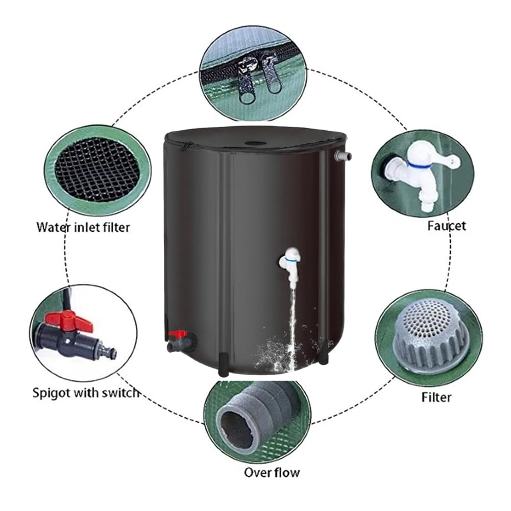 Tanque de Almacenamiento de Agua de Lluvia de 200L, Cubo de Agua para Riego de Jardines, Contenedor de Agua de Lluvia Plegable, Barril de Lluvia para Recolección de Agua de Lluvia.