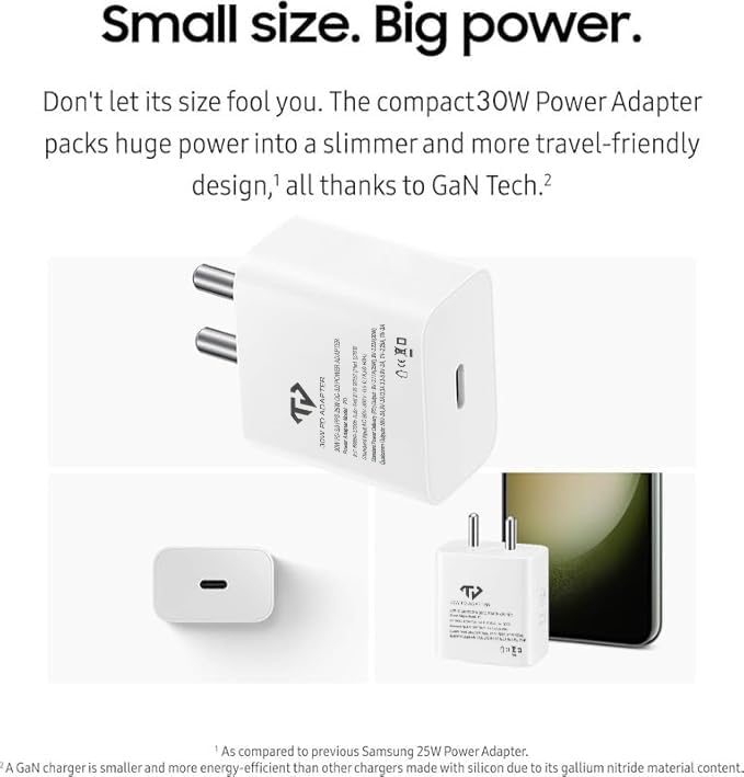 Image of 45W Super Fast Charger Compatible with Samsung Galaxy S25 / S24 /S23 /S22 /S21 /S20 (Ultra /Plus /Fe), Note 20 /20+ /10(All Series), Z Fold /Flip /S /A /F /M Series | Type C PD 3.0 Charger Adapter White