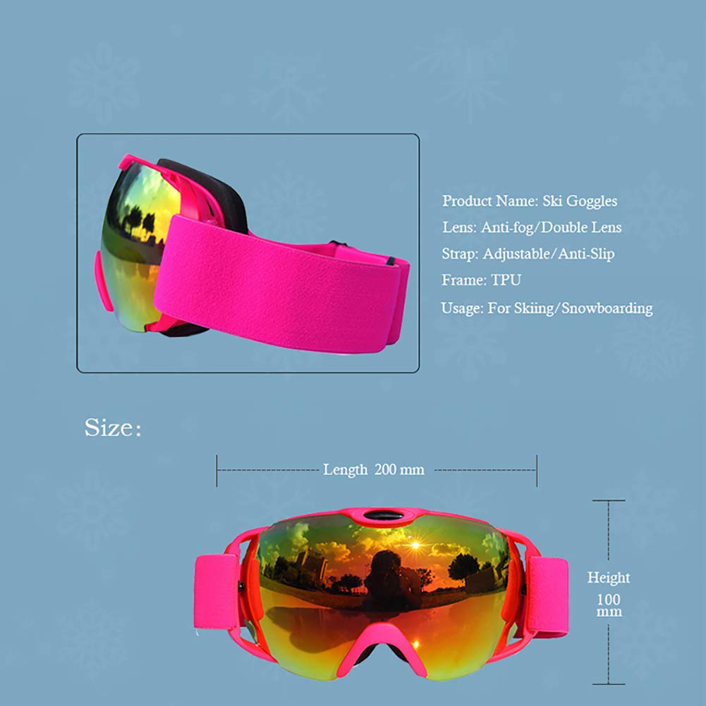 C- Maschere da sci Maschere da snowboard Maschere da neve antiappannamento per uomo Donna Donna, Protezione UV, Casco antivento Compatibile per sci, pattinaggio e sport all'aria aperta