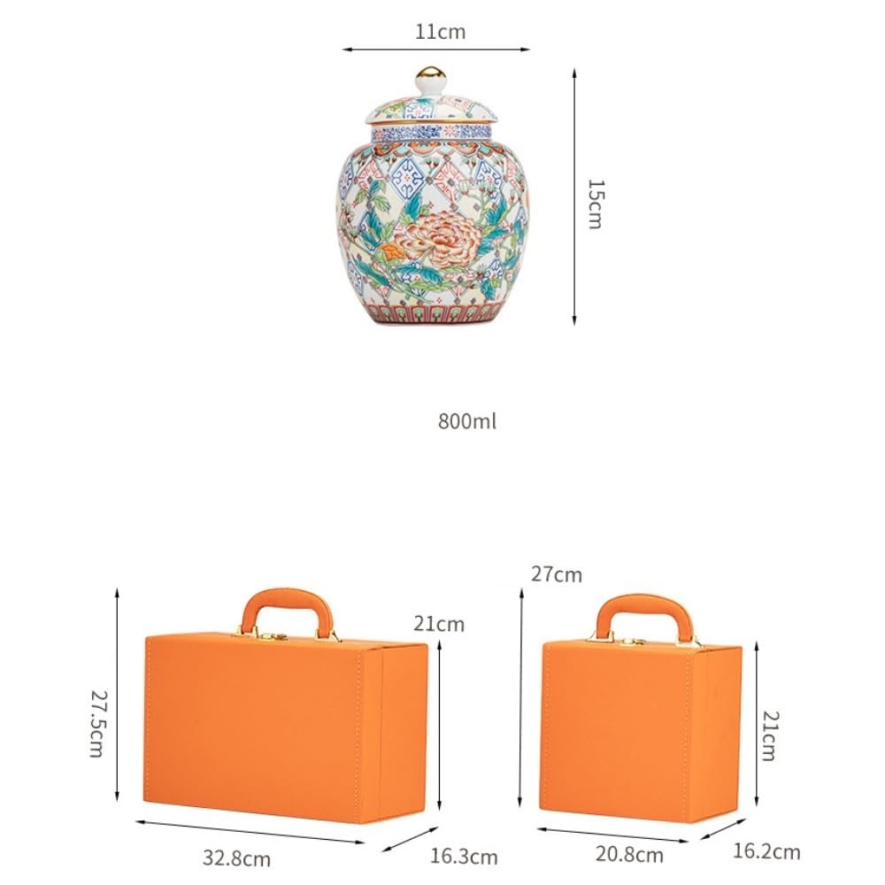 XYNSNDB Teedose für losen Tee, Vorratsbehälter, Glas, versiegeltes Keramikglas, rundes Glas, Retro-Teegeschirr, Einzelglas/Doppelglas, Geschenkbox-Set, Teedose (einzelne Dose)