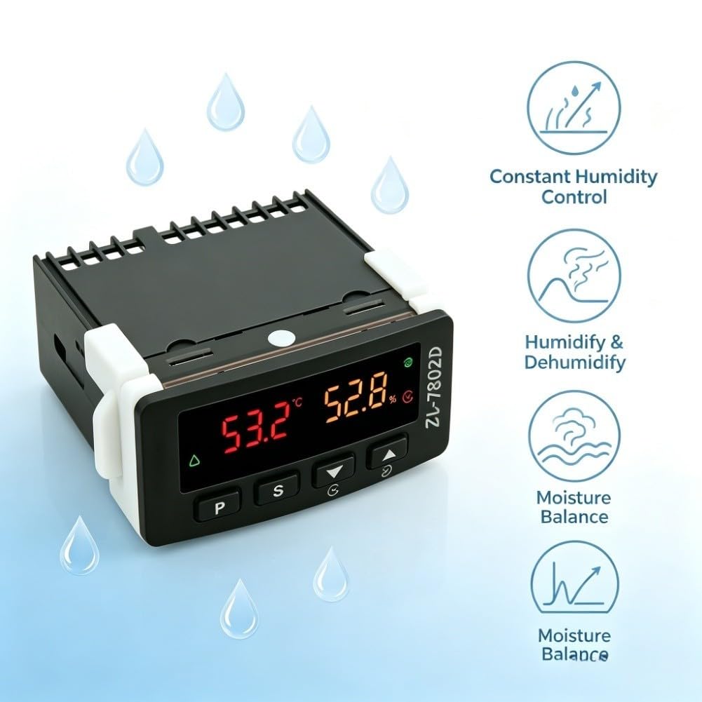 Regulador digital de temperatura y humedad con algoritmo PID, protección IP65, 100 – 240 V CA, para incubadora, invernadero, cultivo de plantas, color negro