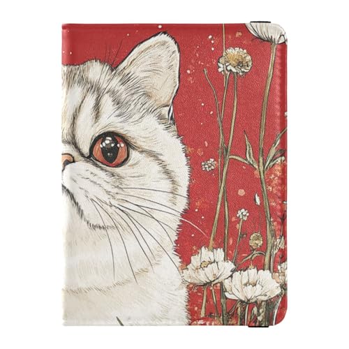 Cartoon Carino Esotico Shorthair Gatti pelle Bianca decorativo impermeabile porta passaporto Portafoglio Combo Passaporto Custodia Leggero cartone animato carino esotico gatti bianco 1