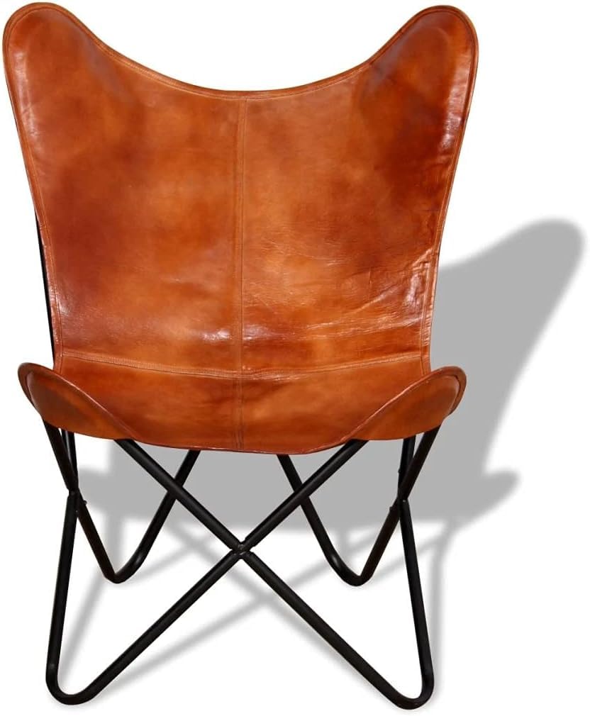 Willood Silla Butterfly de Cuero auténtico marrón