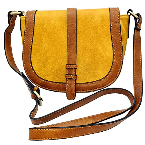 Bolso de Mujer Bandolera - Ideal para Diario para Paseo o Compras - Diseño Original - Bolso de Hombro Cruzado Piel Cuero PU (Amarillo) Cover