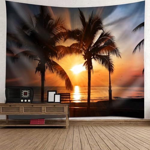 Tapisserie paysage coucher de soleil 200x200 cm pour salon