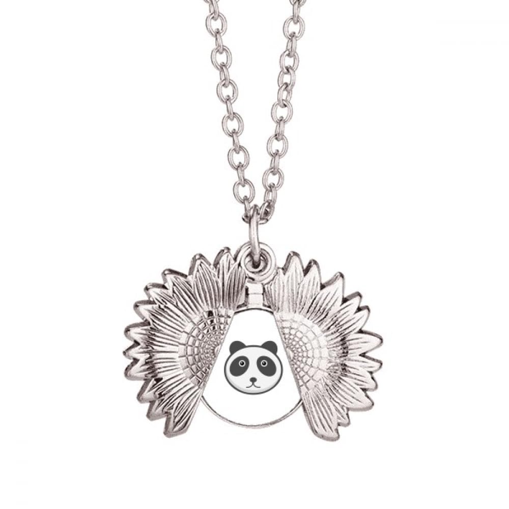Cartoon Animal Lovely Panda Mildness Sunflower Necklace Pendant Locket Jewelry