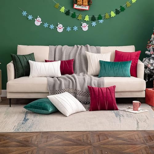 Image of Khooti Velvet Striped Cushion Cover Pack of 1-22 inch x 22 inch / 56 x 56 cm | Pure White | Soft Pillow Covers Cushion Case for Sofa Bedroom Livingroom Chair Car, Cushion Cover with Zig Zag Pattern