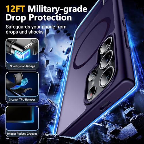 Image of SPIDERCASE Magnetic for Samsung Galaxy S23 Ultra Case, [3 Stand Ways][ Military Grade Drop Protection] with Invisible Stand Shockproof Slim Case for Samsung S23 Ultra 6.8 inch, Purple