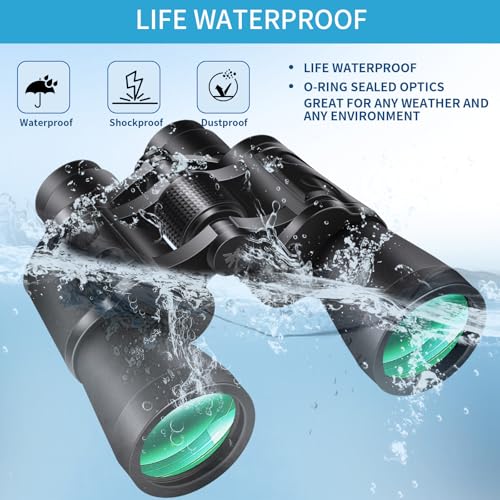 Image of PISEZ 20X50 Binoculars for Adults High Powered with Low Light Vision,Compact Large View Waterproof Binoculars for Bird Watching Hunting Concert Traveling Theater Opera Sightseeing