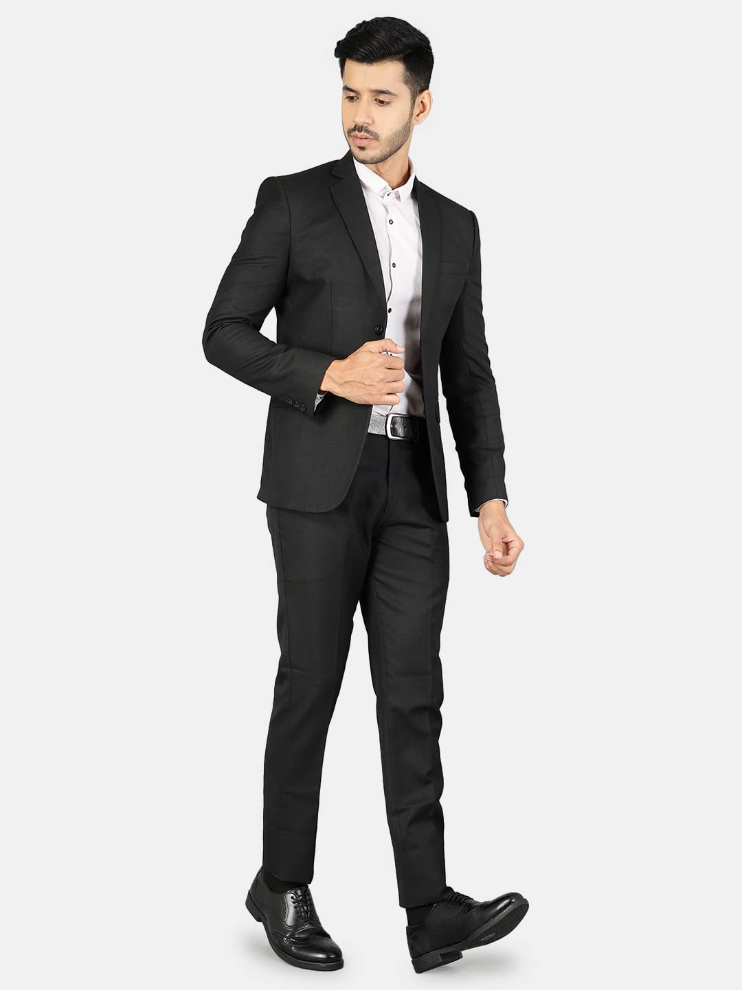 WINTAGE Mens Polyester Cotton Plain Black Two Piece Suit : 38/ S - Image 2 thumbnail