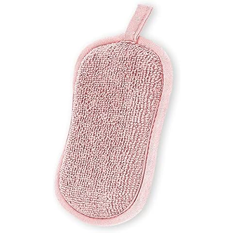 3Pcs Kitchen Scrubbing Sponges Reusable Washing Up Scrub Sponge for Non Stick Pans Pots Bowl, Pink Cover