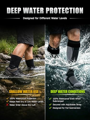 Image of RANDY SUN Waterproof Socks, Unisex Hiking Wading Trail Running Kayaking Crew Socks