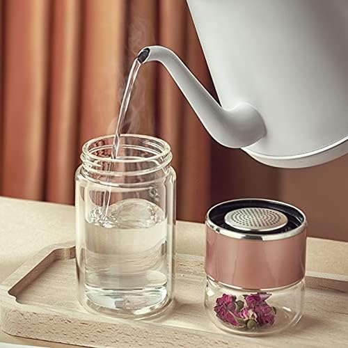 Yosoo Health Gear Tea Infuser Bottle, 420ml Tea Flood Cup Glass Water Bottle Double Wall Borosilicate Travel Tea Tumbler with Stainless Steel Filter Leakage Proof Water Separation Tea Mug