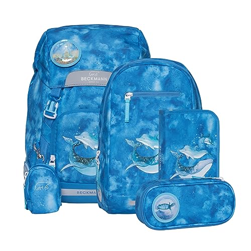 Beckmann, set školskih ruksaka Classic Ocean, 6 komada, osnovna škola, ergonomski, uključujući kišnu navlaku, 22L
