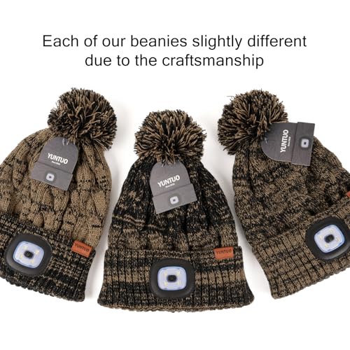 Bonnet LED rechargeable USB avec pompon marron taille unique - 2