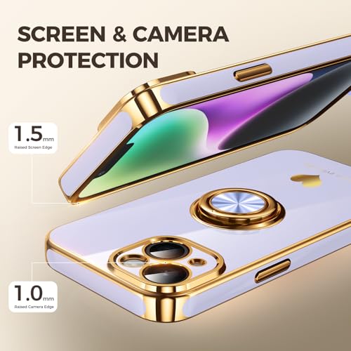 Coque iPhone 14 avec protège écran et anneau de support souple