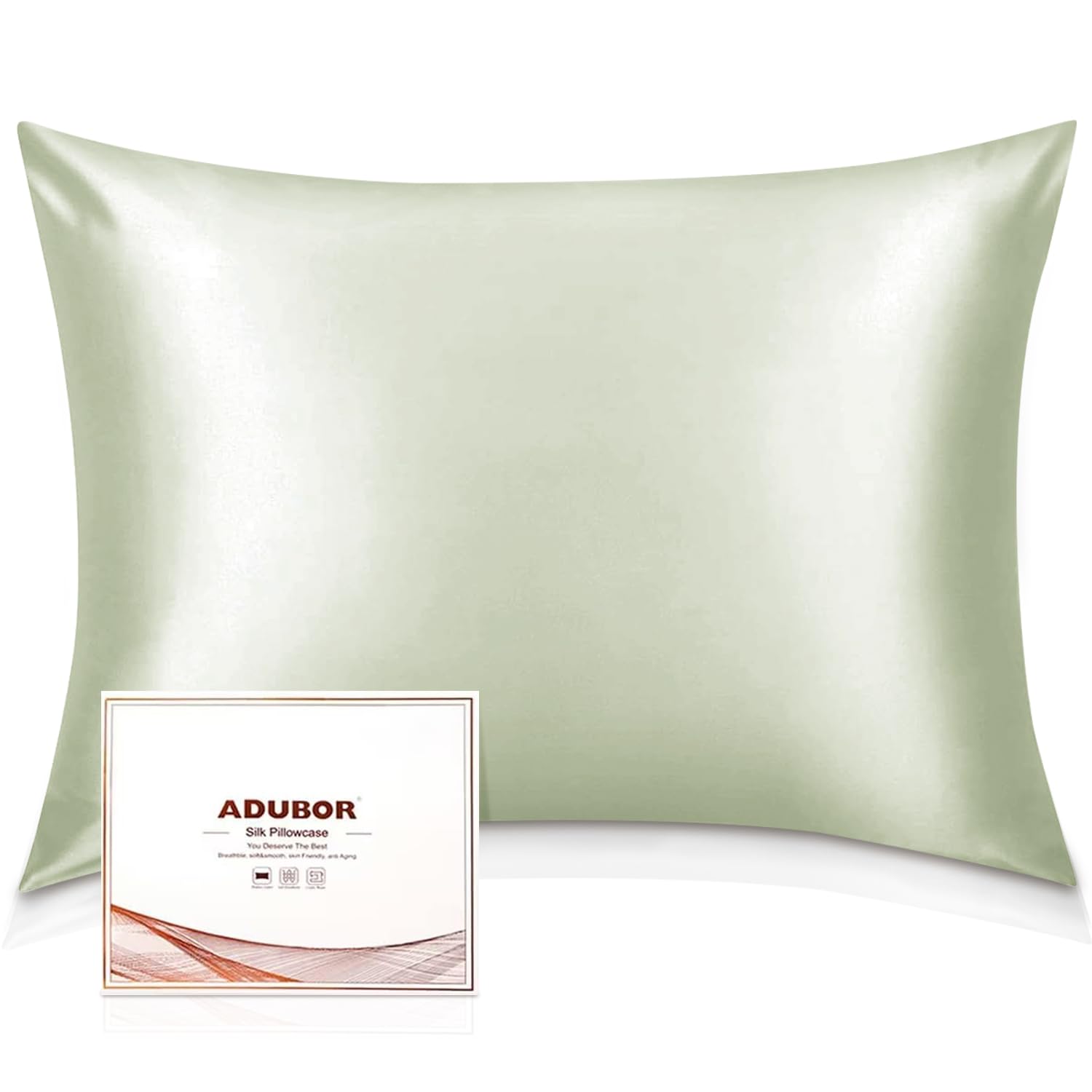 Adubor 100% Silk Pillowcase, Silk Pillow cases, 23 Momme 6A Grade Fibers, 900 Thread Count